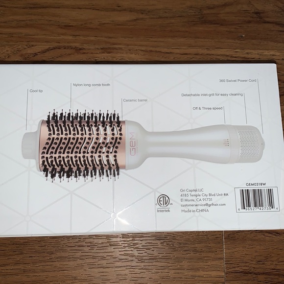COPY - COPY - GEM Hot Air Brush Hair Dryer Brush- White w/ Rose Gold main image 5